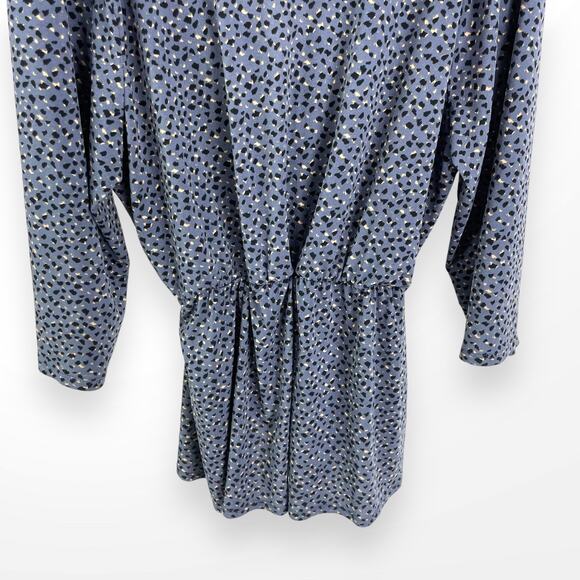 GILLI Blue Black Abstract Animal Print Surplice Wrap V-Neck Blouse 3X - Picture 9 of 10